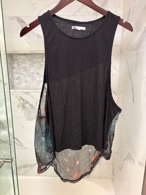 Volcom Black Tank with Colorful Galaxy Hem